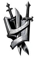 sword with book open tattoo design idea