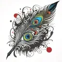 trident transition into peacock feather with feather eye at center  tattoo design idea