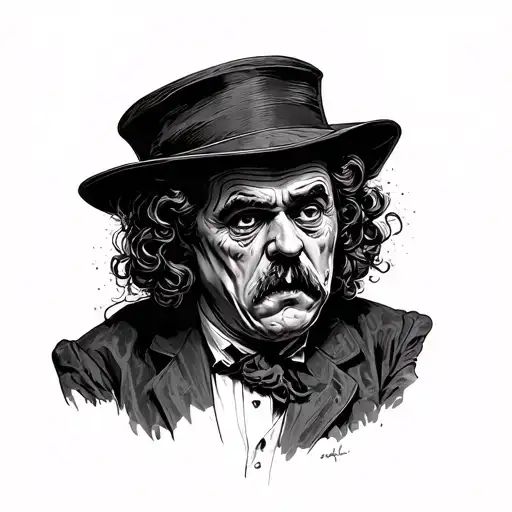 Old Theater Sad Actor in full growth tattoo design idea