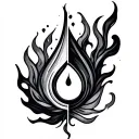Teardrop + Flame – A teardrop on one side (loss, pain) and a small flame or light on the other (hope, divinity). Duality tattoo design idea