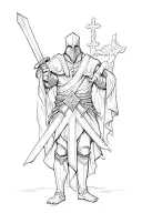 crusader holding sword and big cros tattoo design idea