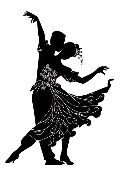 dance couple dancing silhouette incorporated with dance quotes for men make it original  tattoo design idea