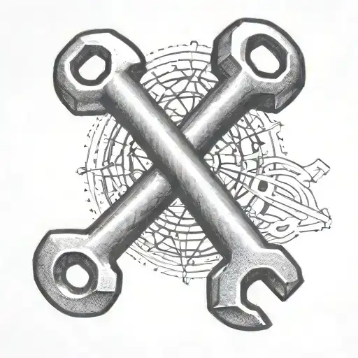 Craft a tattoo of a hammer and wrench crossed together, symbolizing the client's passion for working with tools tattoo design idea