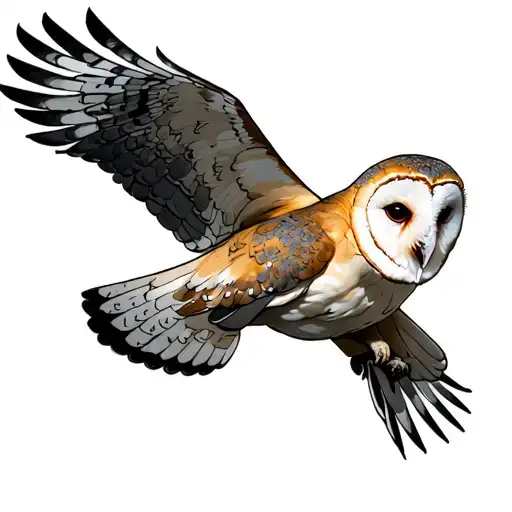 Barn owl flying tattoo design idea