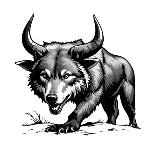 wolf bull and bear tattoo design idea