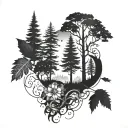 mystical forest tattoo design idea