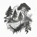mystical forest tattoo design idea
