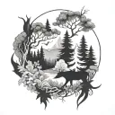 mystical forest tattoo design idea