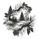 mystical forest tattoo design idea