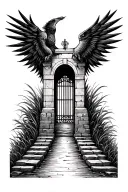 Matthew 7:13-14: narrow gate, representing difficult conscious choices that lead to a godly life tattoo design idea