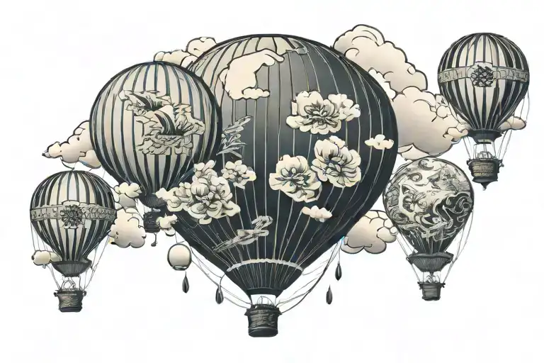 hot air balloon tattoo design idea