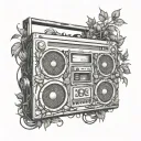 boombox overgrown with vines wrapped tattoo design idea