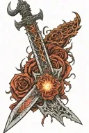 The Moonlight Greatsword from Bloodborne. Down the blade the different symbols from the soulsborne game. tattoo design idea