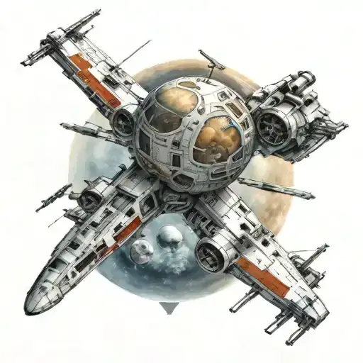 star wars x wing planets tattoo design idea