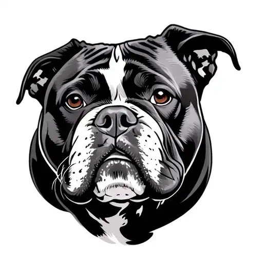 American Bully Dog head line tattoo design idea