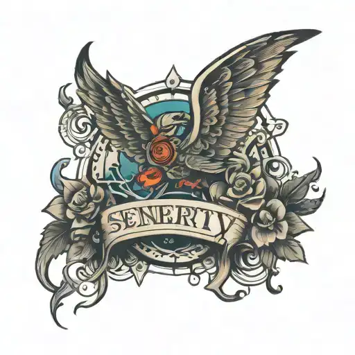 senerty prayer written in between lines tattoo design idea