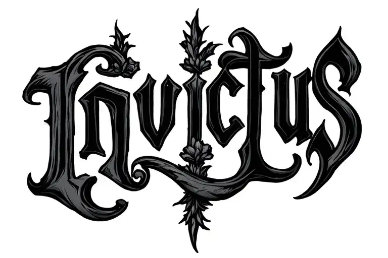 Invictus text tattoo design idea