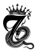 number 7 and snake with crown tattoo design idea