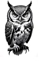 owl perched tattoo design idea
