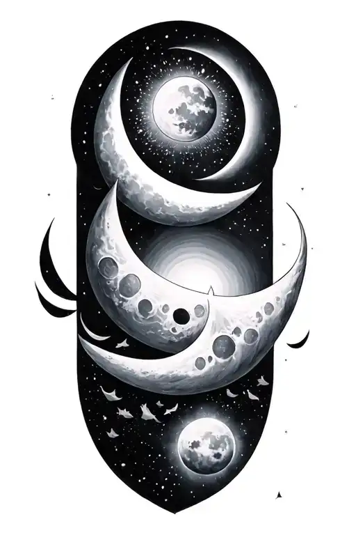 super natural, gemini, moons tattoo design idea