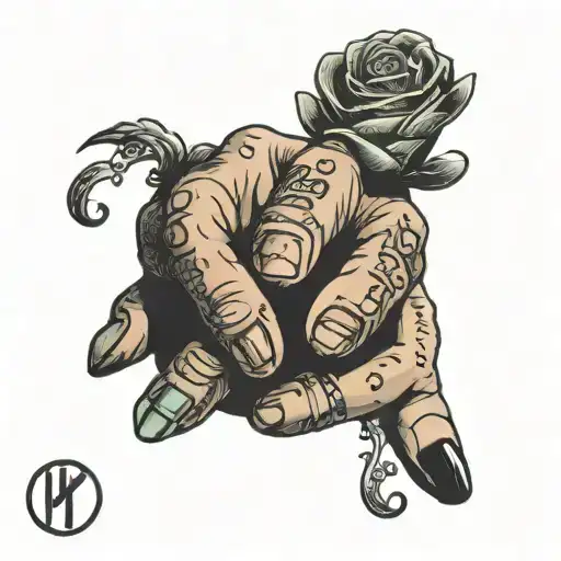 I love you hand symbol on ring finger tattoo design idea