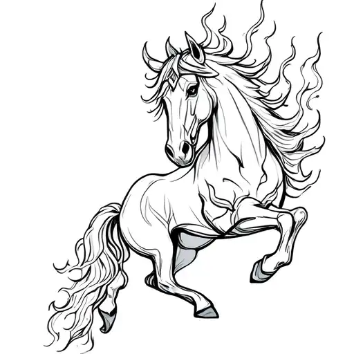 firey demonic horse tattoo design idea