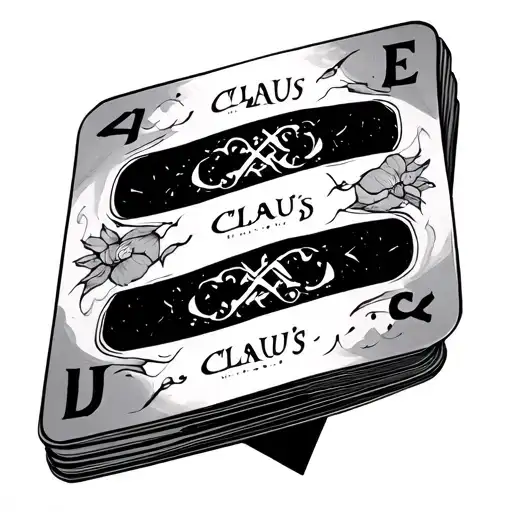 Clau's name on cards separated by letters for knuckles tattoo design idea