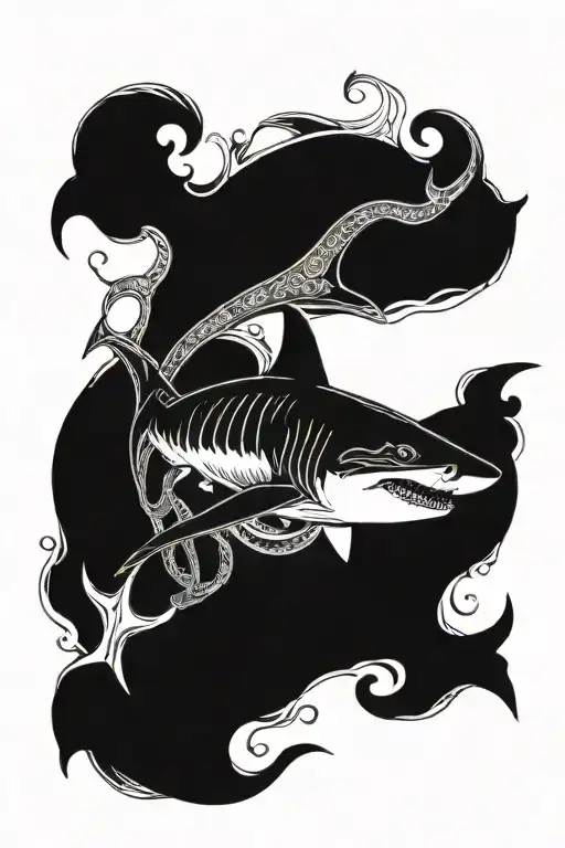 Shark and Anchor tattoo design idea