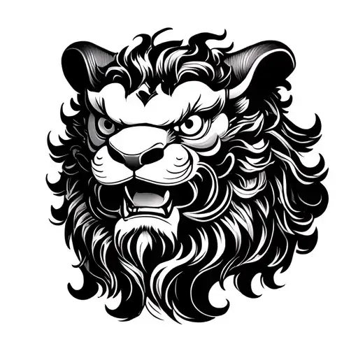 chinese guardian lion tattoo design idea