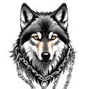 wolf, chains, dv tattoo design idea
