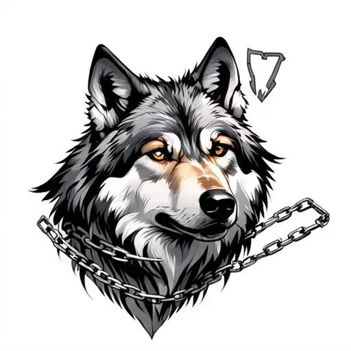 wolf, chains, dv tattoo design idea