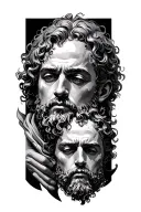 David holding goliaths head chopped tattoo design idea