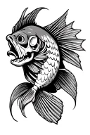 bass fish skeleton tattoo design idea