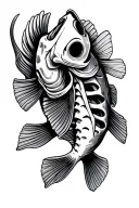 bass fish skeleton tattoo design idea
