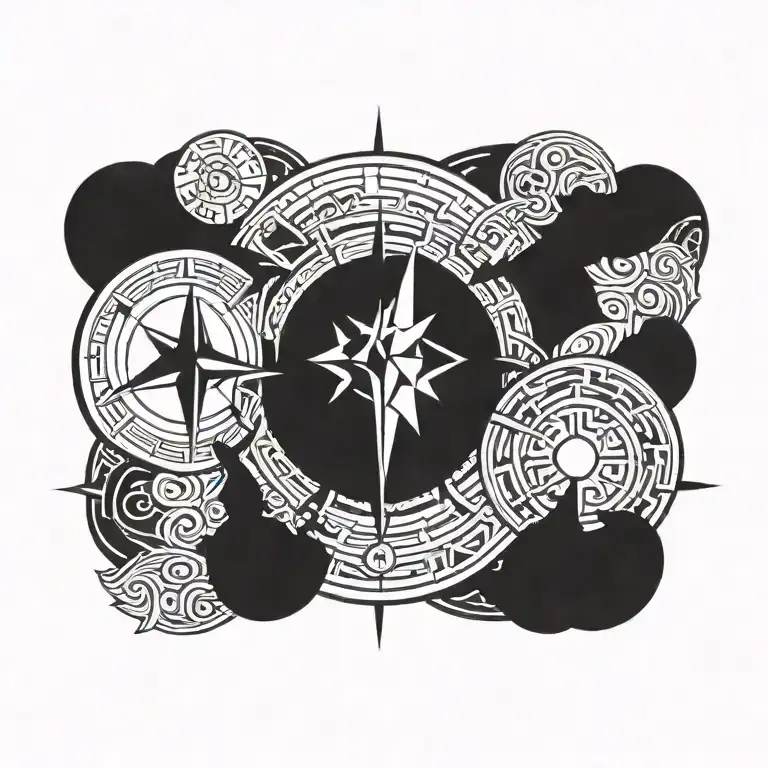 nordic compass tattoo design idea
