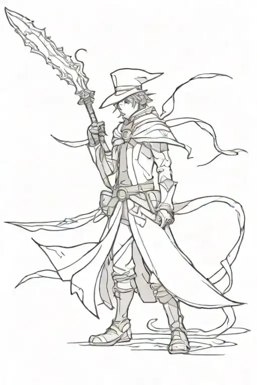 red mage final fantasy scene tattoo design idea