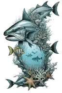 underwater scene tattoo design idea