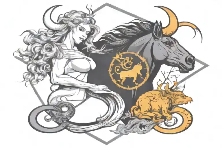 The astrological signs for Sagittarius, Leo, Virgo, and Taurus combined.   tattoo design idea