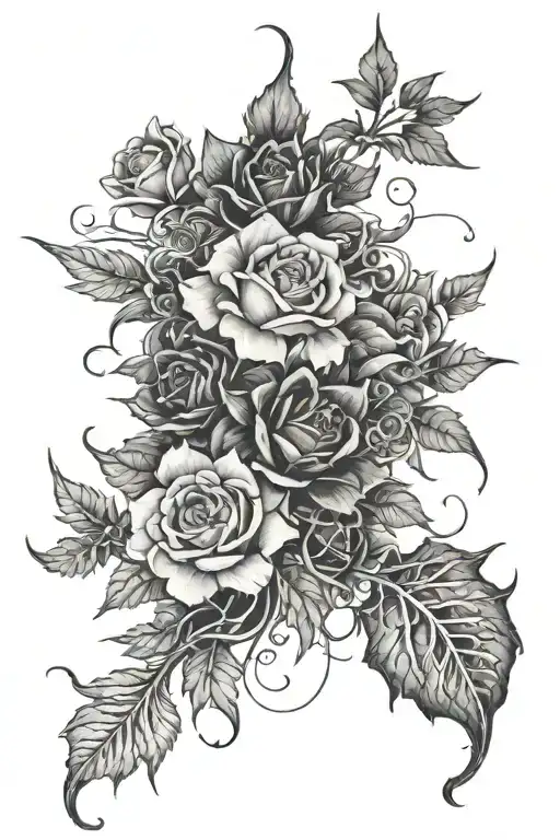 Start with thorns and dark vines at the ankle, twisting upwards to gradually introduce flowers and life  tattoo design idea