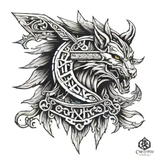 alpha wolf spartan greek temple tattoo design idea