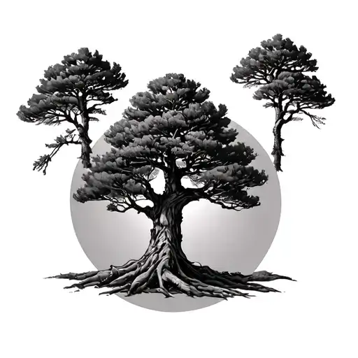 Lebanese Cedar Tree with madala tattoo design idea