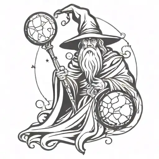 wizard with orb tattoo design idea