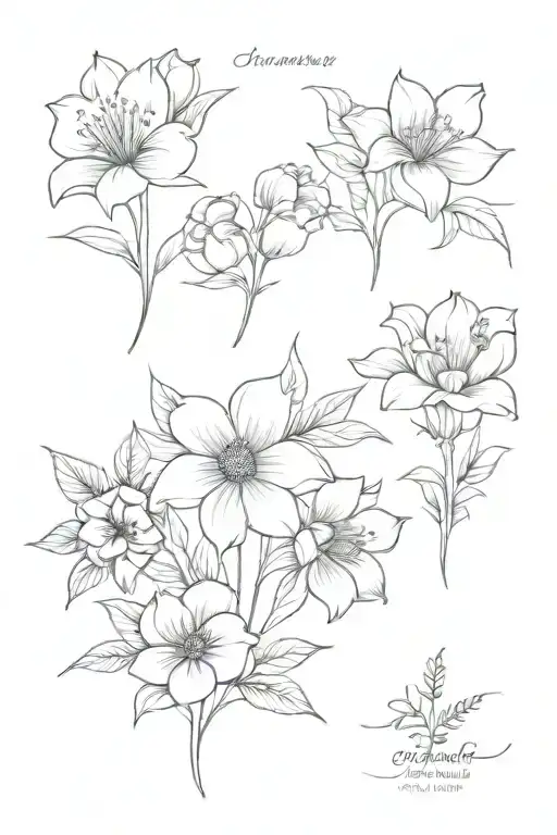 flowers birth month flower bouquet January March April October tattoo design idea