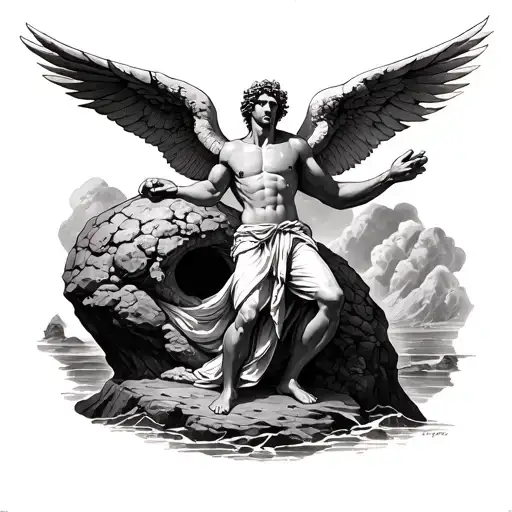 Allegory Of The Cave, myth of sysiphus, myth of icarus tattoo design idea