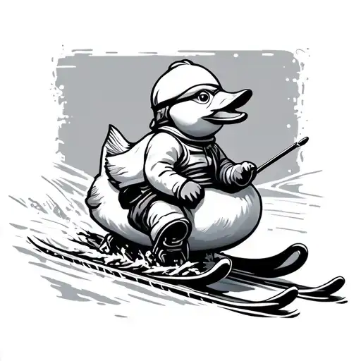 rubber ducky skiing tattoo design idea