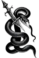 Dagger surrounded by a snake tattoo design idea