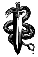 Dagger surrounded by a snake tattoo design idea
