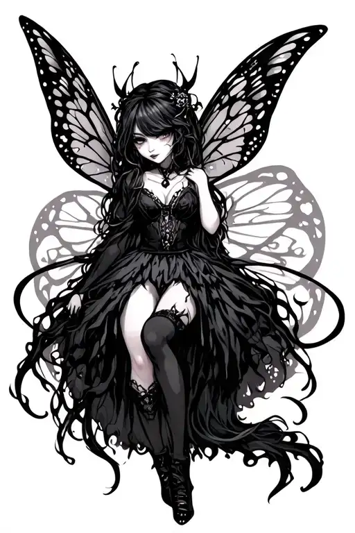 Fairy Goth Anime tattoo design idea