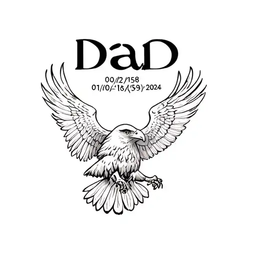 "Dad 01/02/1958-18/09/2024" eagle tattoo design idea