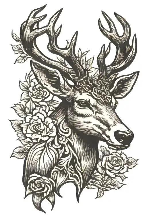 stag head tattoo design idea